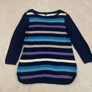 Talbots Navy and Blue Striped Sweater